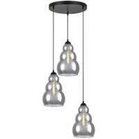 RABALUX Salvatore, visilica metal crna/dimljeno staklo 3xE27, visina 190cm, tekstilni kabal