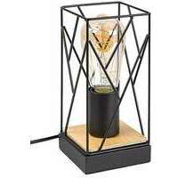 RABALUX Boire, stona lampa, crna metalna/drvena E27 1x40W IP20