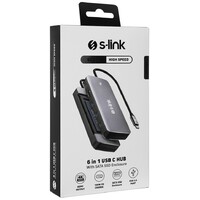 S-LINK SWV-USBC036 6U1 TIP C HUB-HDMI,USB3.0,PD3.0,TIP C 3.1,SSD 