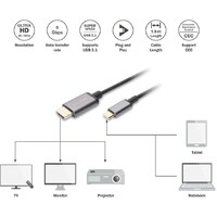 DIGITUS Kabl USB Tip C na HDMI 4K 1.8m crni