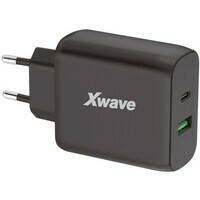 X WAVE GaN65w-AC 65W USB-A + USB-C, Crni