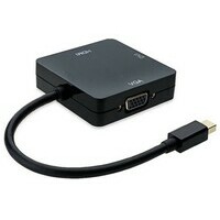 E-GREEN Adapter Mini DisplayPort (M) - HDMI+VGA+DVI-I Dual Link (F) crni 