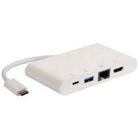 E-GREEN Adapter USB 3.1 tip C (M) - HDMI + USB3.0 + RJ45 + tip C (F) beli