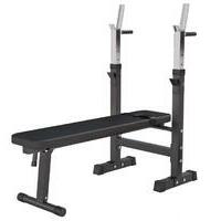 GORILLA SPORTS Ravna benc klupa sa stalkom za sipku (Podesiva  /  Crna)