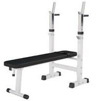 GORILLA SPORTS Ravna benc klupa sa stalkom za sipku (Podesiva  /  Bela)
