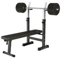 GORILLA SPORTS Podesiva benc klupa sa stalkom i setom tegova (38 kg)