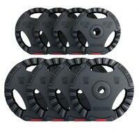 GORILLA SPORTS Set plasticnih tegova sa rukohvatima 30 kg (4 x 2,5 kg, 4 x 5 kg)