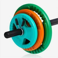 GORILLA SPORTS Sipka za aerobik sa tegovima i 2 sigurnosne opruge za diskove (20 kg)