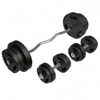 GORILLA SPORTS Set tegova sa rukohvatima kriva sipka i bucice 70 kg