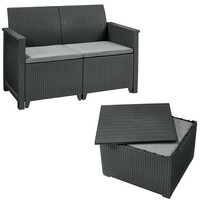 KETER Bastenski set Elodie 2 seater sa box stolom grafit