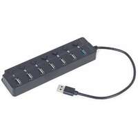 GEMBIRD UHB-U3P1U2P6P-01 7-port USB hub (1xUSB 3.1 + 6xUSB 2.0) with switches black