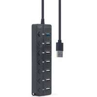 GEMBIRD UHB-U3P1U2P6P-01 7-port USB hub (1xUSB 3.1 + 6xUSB 2.0) with switches black